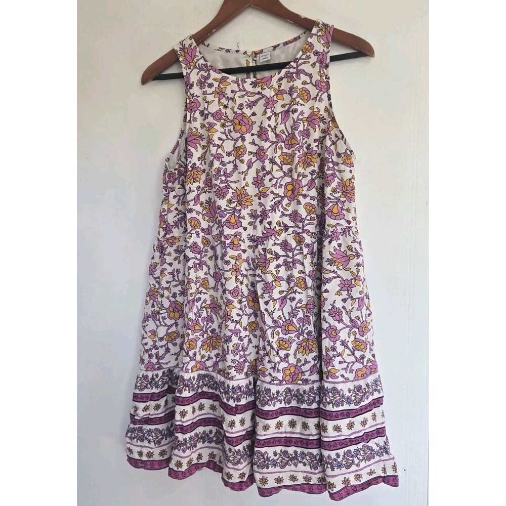Old Navy Dress Womens M Sleeveless Tiered Trapeze Floral Boho Granola Cottage